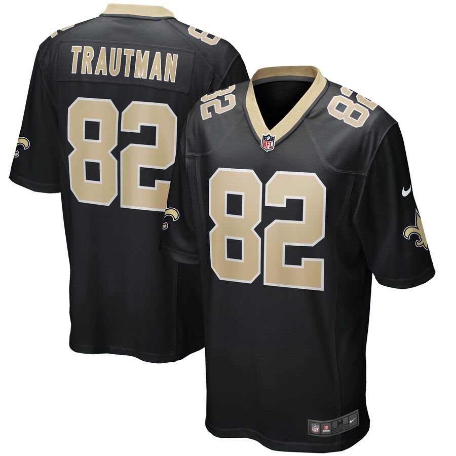 Men New Orleans Saints 82 Adam Trautman Nike Black Game NFL Jersey
